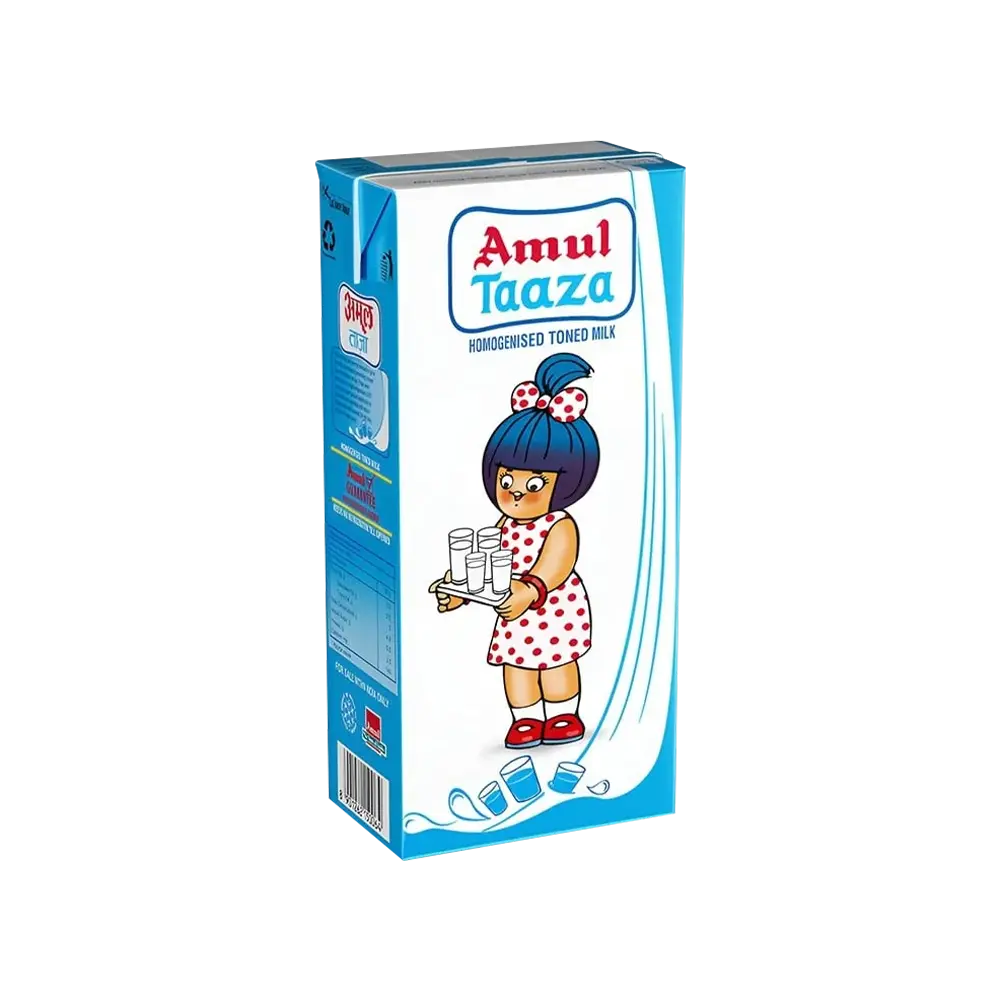 Amul Taaza Homogenised Toned Milk 1L Tetra Pak